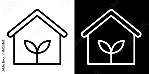 Eco house icon representing sustainable home, green living, energy efficiency, eco-friendly building and environmental protection concepts.