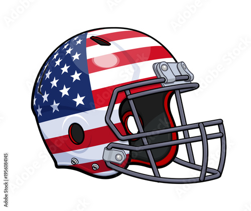 classic american football gridiron helmet with USA flag sport icon symbol logo vector isolated on transparent background