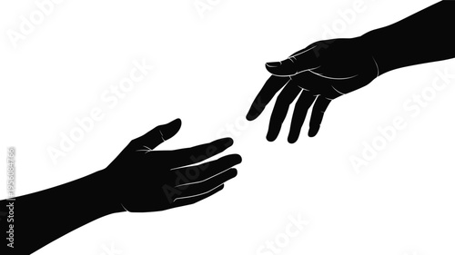 Helping hands reaching silhouette set, human support connection care gesture concept, charity teamwork vector illustration design