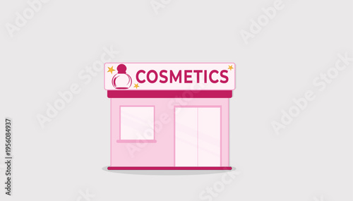 Cosmetics store building with beauty sign. Makeup shop exterior