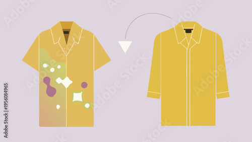 Vector illustration of 2 yellow shirts with design elements