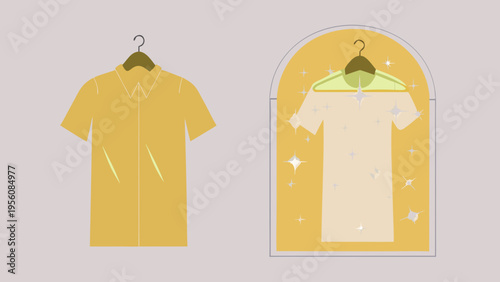 Vector illustration of 2 shirts on hangers