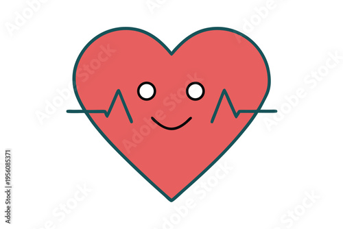 Vector graphic: A heart with a pulsing line, representing emotional energy, vital signs, or a heartbeat tracker.