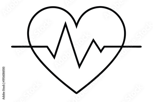 Vector illustration of a continuous red pulse line, symbolizing life, energy, and health monitoring on a plain white surface.