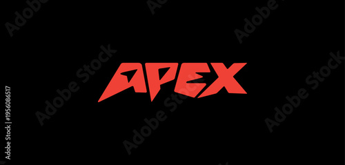 APEX sharp dynamic red geometric typography on black background, vector illustration