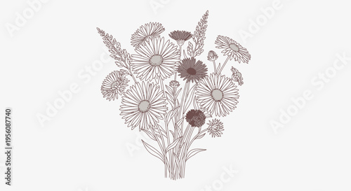 Bouquet of flowers with dandelions.