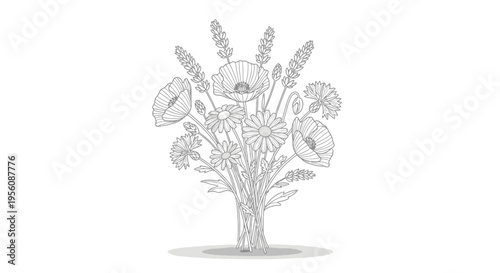 Bouquet of wheat and flowers.