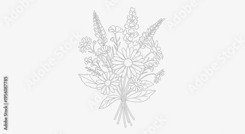 Bouquet of flowers illustration drawing.