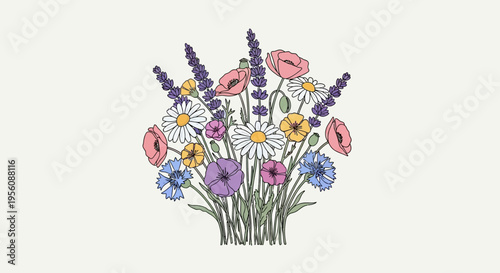 Colorful flowers in a bouquet.