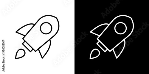 Rocket Icon Sheet Black And White