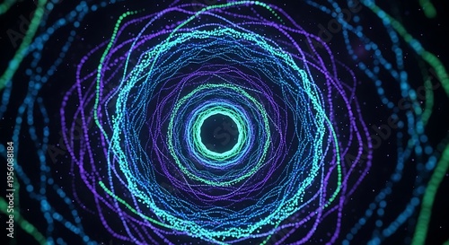 Wallpaper Mural Glowing blue and purple spiral tunnel with neon lights on black background Torontodigital.ca