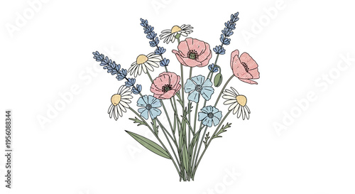 Colorful bouquet of wildflowers and blooms.