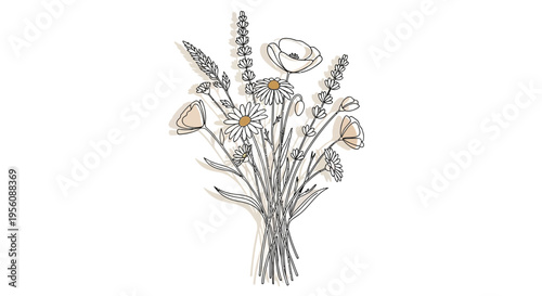 Detailed illustration of wild mushrooms bunch.