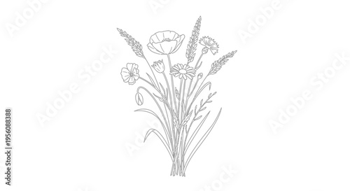 Bouquet of Dandelion Flowers and Grass.