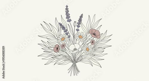 Detailed illustration of a floral bouquet.