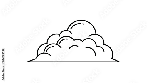 Fluffy cloud line art drawing in a simple minimalist style isolated on white background for weather and nature themes.