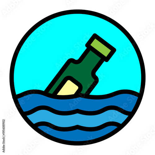 Message In Bottle Vector Filled Icon Design