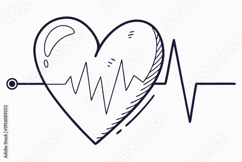 Elegant heart icon with a refined pulse curve, representing health, life, and positive emotions. Minimalist vector design for sophisticated use.