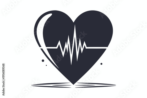 Minimalist heart icon with a subtle pulse line, conveying health and life in a simple, elegant style. Vector graphic for modern branding.