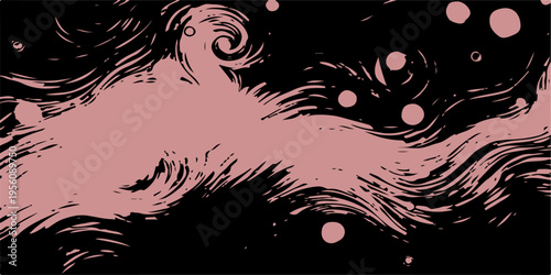 A beautiful floral art illustration featuring the silhouette of a woman with flowing hair and butterflies in a dark night vector style
