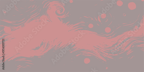 A red dress girl silhouette features an elegant floral pattern with heart and butterfly ornaments in a nature style grunge texture background