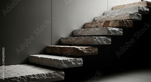 Wallpaper Mural Rough stone staircase ascending in darkness indoors Torontodigital.ca