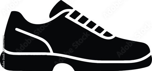 A black and white sneakers sketch of a shoe featuring a vector sport footwear illustration with a fashion design silhouette and speed laces