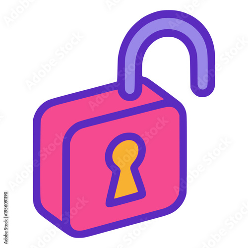 unlocked padlock safety security flat color vector illustration template design