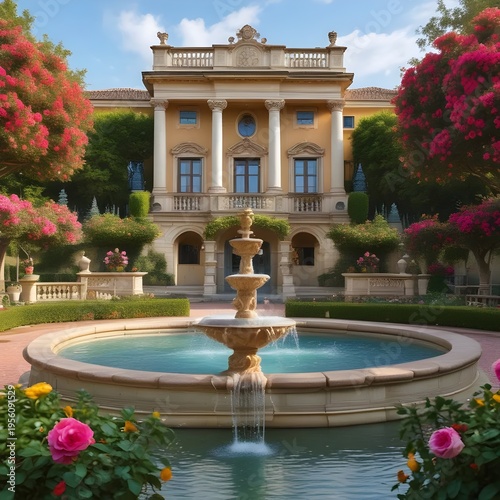 Luxurious Mansion with Fountain and Garden
