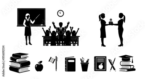 Education and School Black Silhouette Icons Collection EPS10 Stock.eps