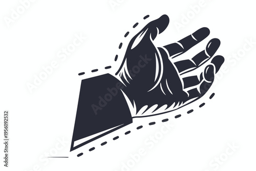 Abstract black and white vector art of a hand reaching out to help, symbolizing support and connection.