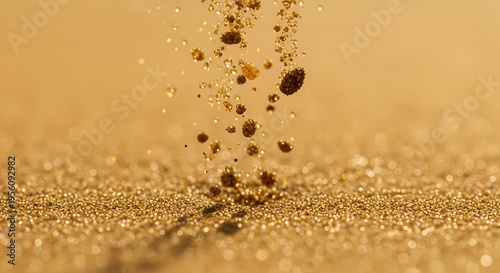 Wallpaper Mural Golden particles exploding and falling on shimmering gold surface Torontodigital.ca
