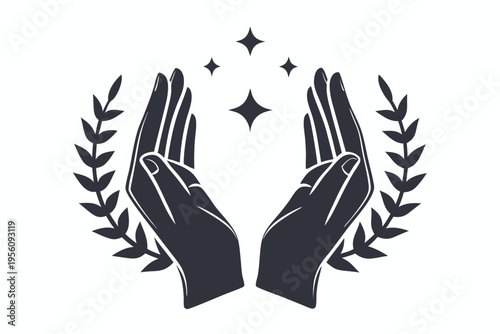 Simple graphic of hands holding, representing connection, support, and partnership in a minimalist style.