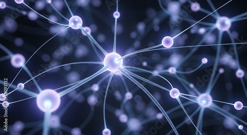 Wallpaper Mural Glowing neural network connections in dark background with bright nodes and lines Torontodigital.ca