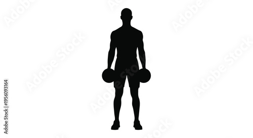 Fit adult person exercising with dumbbells in hand standing strong in fitness training and workout routine with healthy lifestyle