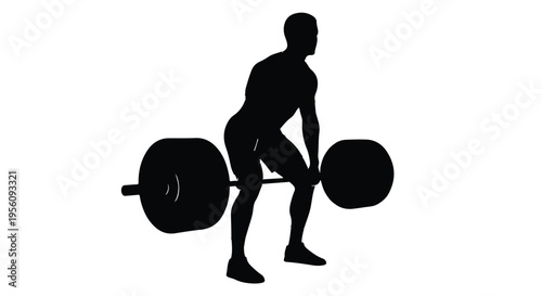 Silhouette of fit man lifting heavy weights in gym fitness workout routine exercise