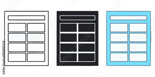 Agile Kanban Board Project Management Task Tracking and Workflow Organization Triptych Vector Icon Variations