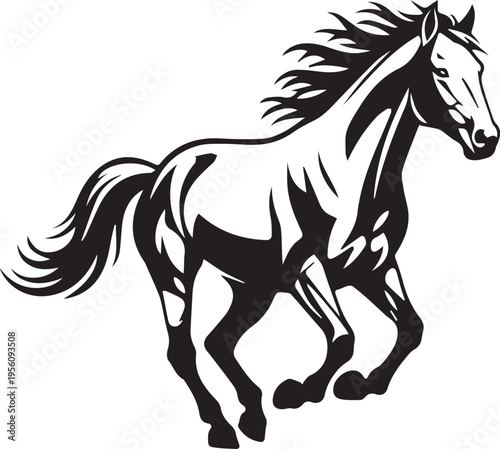 Dynamic horse silhouette vector illustration