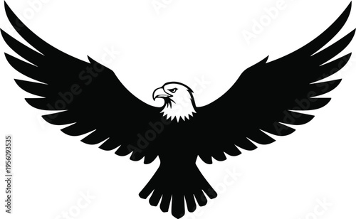 Eagle spreading wings silhouette vector art