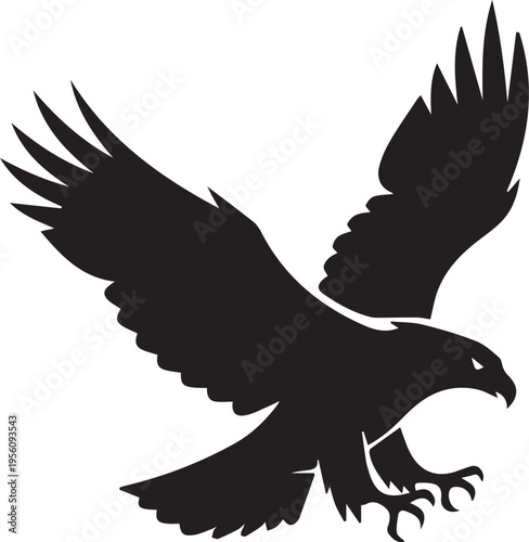 Silhouette of a falcon in flight with graphic captures the