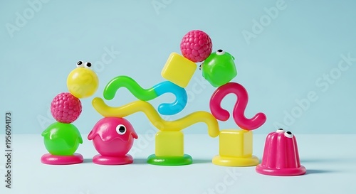 Wallpaper Mural Colorful plastic toy maze with balls and worms on a light blue background Torontodigital.ca