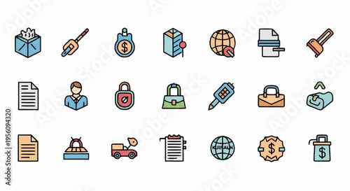 Collection of business and finance icons.