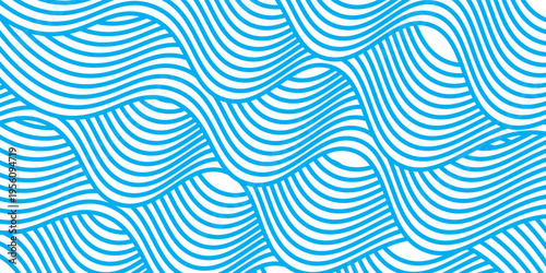 Curvy blue lines. Ramen or noodle pattern. Pasta, tagliatelle or capellini background. Wavy spaghetti texture. Banner with traditional Italian, Chinese of Japanese food print. Vector