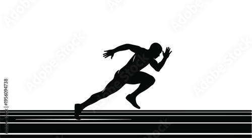 Athlete runner sprinting on track in motion silhouette fitness sports concept
