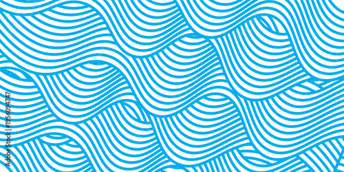 Curvy blue lines. Ramen or noodle pattern. Pasta, tagliatelle or capellini background. Wavy spaghetti texture. Banner with traditional Italian, Chinese of Japanese food print. Vector