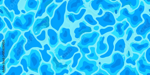 Abstract blue water surface with flowing organic shapes and light reflections