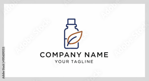 Business logo template with leaf and bottle.