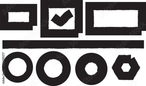 Hand Drawn Frame and Check Box Vector Set for Creative Checklist and Minimalist Border Design