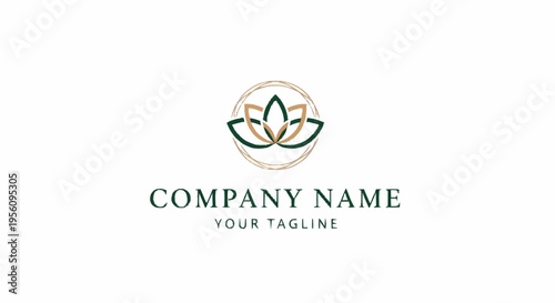 A logo design with a lotus flower.