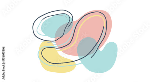 Editable modern hand-drawn vector illustration isolated on white background of abstract shapes.